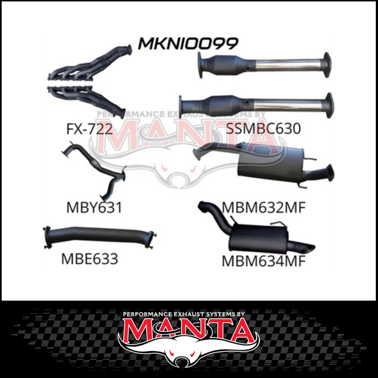 MANTA 3" STAINLESS STEEL COMPLETE ENGINE BACK EXHAUST SYSTEM FITS NISSAN PATROL Y62 5.6L V8 2012-ON - MEDIUM MUFFLER (SSMKNI0110)
