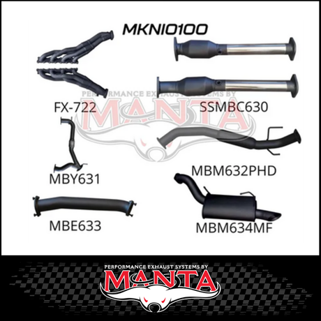 MANTA 3" STAINLESS STEEL COMPLETE ENGINE BACK EXHAUST SYSTEM FITS NISSAN PATROL Y62 5.6L V8 2012-ON - MEDIUM MUFFLER (SSMKNI0110)