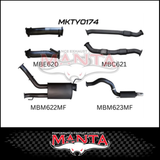 MANTA 3" TWIN INTO SINGLE 4" TURBO BACK EXHAUST SYSTEM FITS TOYOTA LANDCRUISER VDJ200R 2007-2015