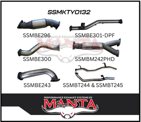 MANTA TWIN 3" TURBO BACK EXHAUST SYSTEM (DPF DELETE) FITS TOYOTA LANDCRUISER VDJ79R 4.5L V8 2016-2025