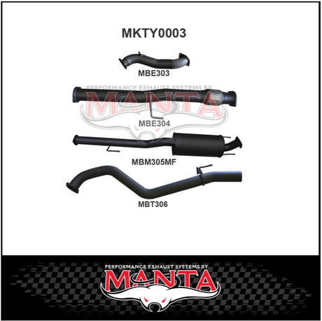 MANTA 3" STAINLESS STEEL TURBO BACK EXHAUST SYSTEM FITS TOYOTA HILUX KUN26R N70 3.0L 4CYL 2005-2015 - NO CAT/MUFFLER (SSMKTY0003)