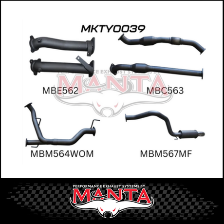 MANTA 2.5" TWIN INTO 3" TURBO BACK EXHAUST SYSTEM FITS TOYOTA LANDCRUISER VDJ200R 2007-2015 - CATS/NO MUFFLERS (MKTY0041)