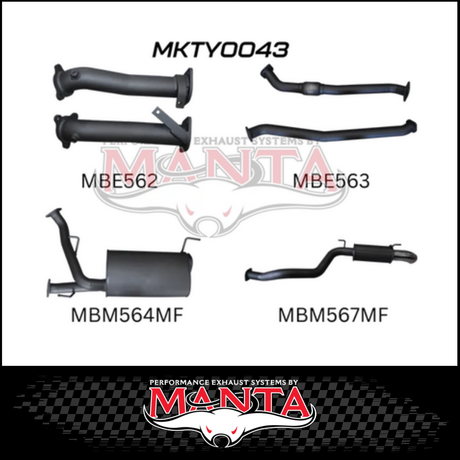 MANTA 2.5" TWIN INTO 3" TURBO BACK EXHAUST SYSTEM FITS TOYOTA LANDCRUISER VDJ200R 2007-2015 - CATS/NO MUFFLERS (MKTY0041)