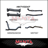 MANTA 2.5" TWIN INTO 3" TURBO BACK EXHAUST SYSTEM FITS TOYOTA LANDCRUISER VDJ200R 2007-2015 - CATS/NO MUFFLERS (MKTY0041)