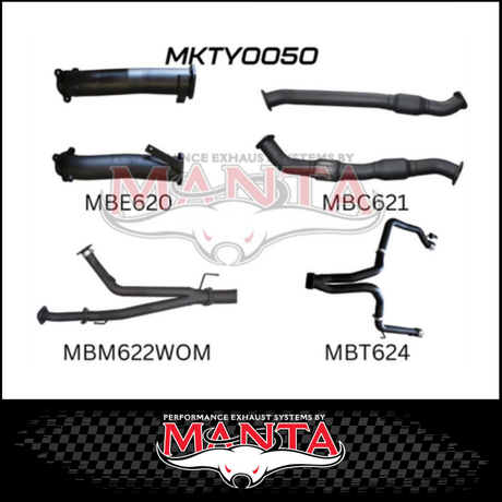 MANTA 3" TWIN TURBO BACK EXHAUST SYSTEM (L & R EXIT) FITS TOYOTA LANDCRUISER VDJ200R 2007-2015 - CATS/NO MUFFLER (MKTY0050)