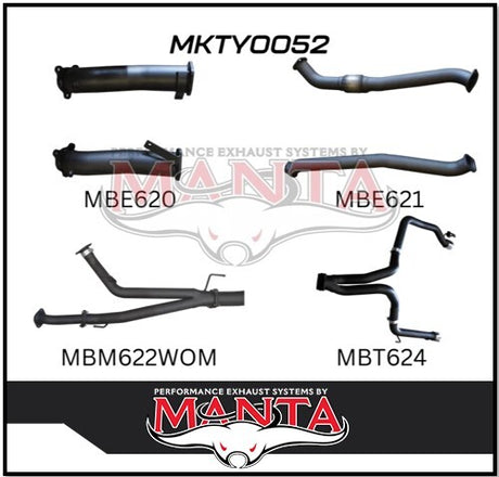 MANTA 3" TWIN TURBO BACK EXHAUST SYSTEM (L & R EXIT) FITS TOYOTA LANDCRUISER VDJ200R 2007-2015 - CATS/NO MUFFLER (MKTY0050)