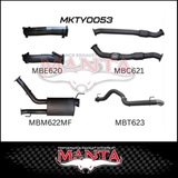 MANTA 3" TWIN INTO SINGLE 4" STAINLESS STEEL TURBO BACK EXHAUST SYSTEM FITS TOYOTA LANDCRUISER VDJ200R 2007-2015 - NO CATS/1 MUFFLER (SSMKTY0055)