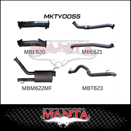 MANTA 3" TWIN INTO SINGLE 4" STAINLESS STEEL TURBO BACK EXHAUST SYSTEM FITS TOYOTA LANDCRUISER VDJ200R 2007-2015 - NO CATS/1 MUFFLER (SSMKTY0055)