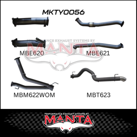 MANTA 3" TWIN INTO SINGLE 4" STAINLESS STEEL TURBO BACK EXHAUST SYSTEM FITS TOYOTA LANDCRUISER VDJ200R 2007-2015 - NO CATS/1 MUFFLER (SSMKTY0055)