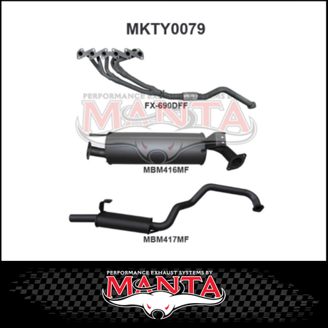 MANTA STAINLESS STEEL EXTRACTORS & 2.5"  EXHAUST SYSTEM FITS TOYOTA LANDCRUISER HZJ105R 4.2L 1HZ 1998-2007 (SSMKTY0079)