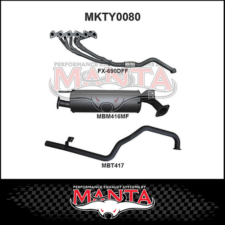 MANTA STAINLESS STEEL EXTRACTORS & 2.5"  EXHAUST SYSTEM FITS TOYOTA LANDCRUISER HZJ105R 4.2L 1HZ 1998-2007 (SSMKTY0079)