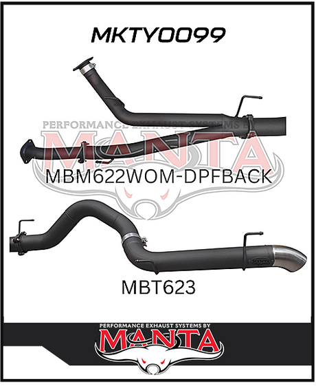 MANTA 3" TWIN INTO 4" DPF BACK EXHAUST FITS TOYOTA LANDCRUISER VDJ200R 2015-2021