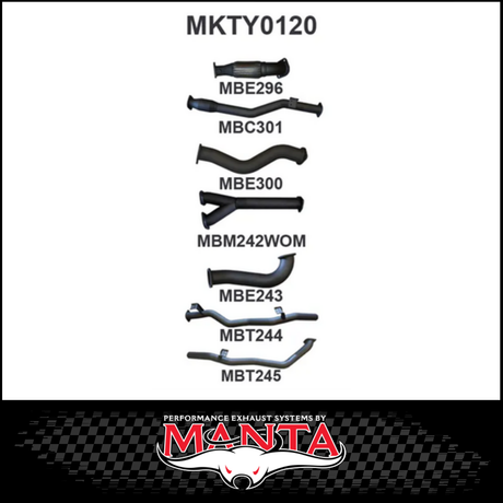 MANTA 3" TWIN TURBO BACK EXHAUST SYSTEM FITS TOYOTA LANDCRUISER VDJ79R 4.5L V8 DUAL CAB 2012-2016 - CAT/NO MUFFLER (SSMKTY0120)