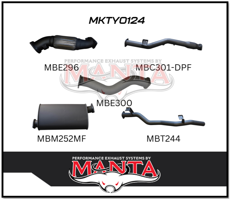 MANTA 3" TURBO BACK EXHAUST SYSTEM (DPF DELETE) FITS TOYOTA LANDCRUISER VDJ79R 4.5L V8 2016-2025