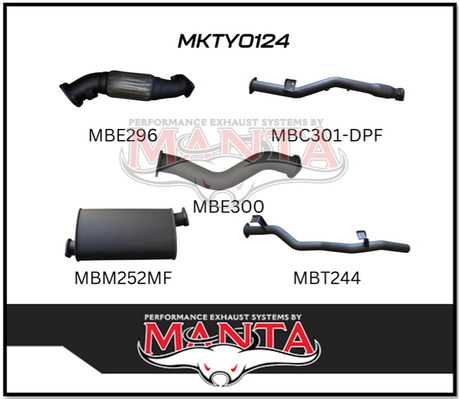 MANTA 3" TURBO BACK EXHAUST SYSTEM (DPF DELETE) FITS TOYOTA LANDCRUISER VDJ79R 4.5L V8 2016-2025