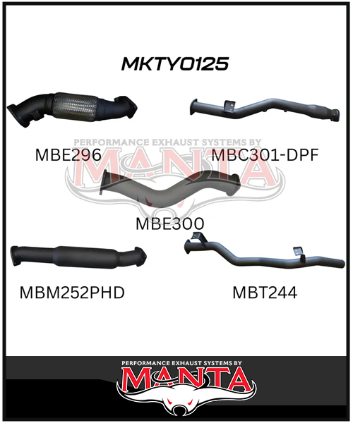 MANTA 3" TURBO BACK EXHAUST SYSTEM (DPF DELETE) FITS TOYOTA LANDCRUISER VDJ79R 4.5L V8 2016-2025