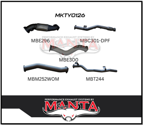 MANTA 3" TURBO BACK EXHAUST SYSTEM (DPF DELETE) FITS TOYOTA LANDCRUISER VDJ79R 4.5L V8 2016-2025