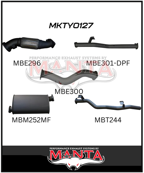 MANTA 3" TURBO BACK EXHAUST SYSTEM (DPF DELETE) FITS TOYOTA LANDCRUISER VDJ79R 4.5L V8 2016-2025