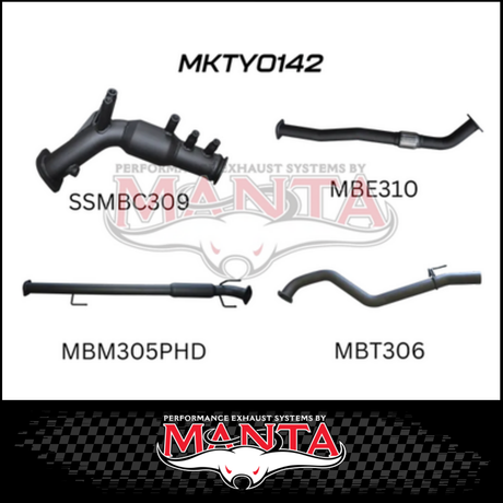 MANTA 3" TURBO BACK EXHAUST SYSTEM FITS TOYOTA HILUX GUN126R 2.8L N80 2015-ON