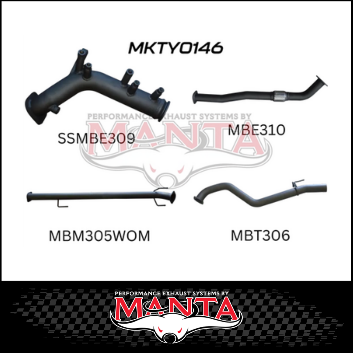 MANTA 3" TURBO BACK EXHAUST SYSTEM FITS TOYOTA HILUX GUN126R 2.8L N80 2015-ON
