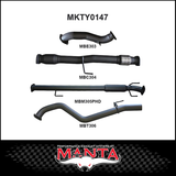 MANTA 3" STAINLESS STEEL TURBO BACK EXHAUST SYSTEM FITS TOYOTA HILUX KUN26R N70 3.0L 4CYL 2005-2015 - NO CAT/MUFFLER (SSMKTY0003)