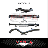 MANTA 3" STAINLESS STEEL TURBO BACK EXHAUST SYSTEM FITS TOYOTA HILUX KUN26R N70 3.0L 4CYL 2005-2015 - NO CAT/MUFFLER (SSMKTY0003)
