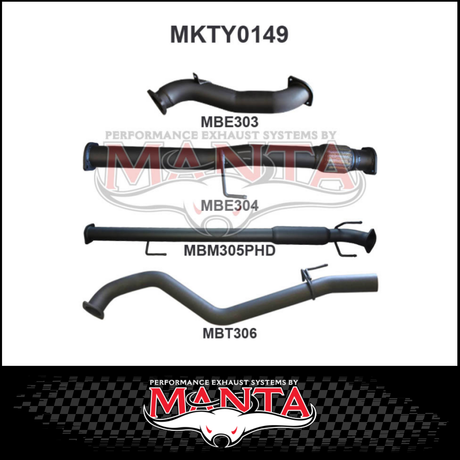 MANTA 3" STAINLESS STEEL TURBO BACK EXHAUST SYSTEM FITS TOYOTA HILUX KUN26R N70 3.0L 4CYL 2005-2015 - NO CAT/MUFFLER (SSMKTY0003)