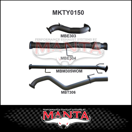 MANTA 3" STAINLESS STEEL TURBO BACK EXHAUST SYSTEM FITS TOYOTA HILUX KUN26R N70 3.0L 4CYL 2005-2015 - NO CAT/MUFFLER (SSMKTY0003)