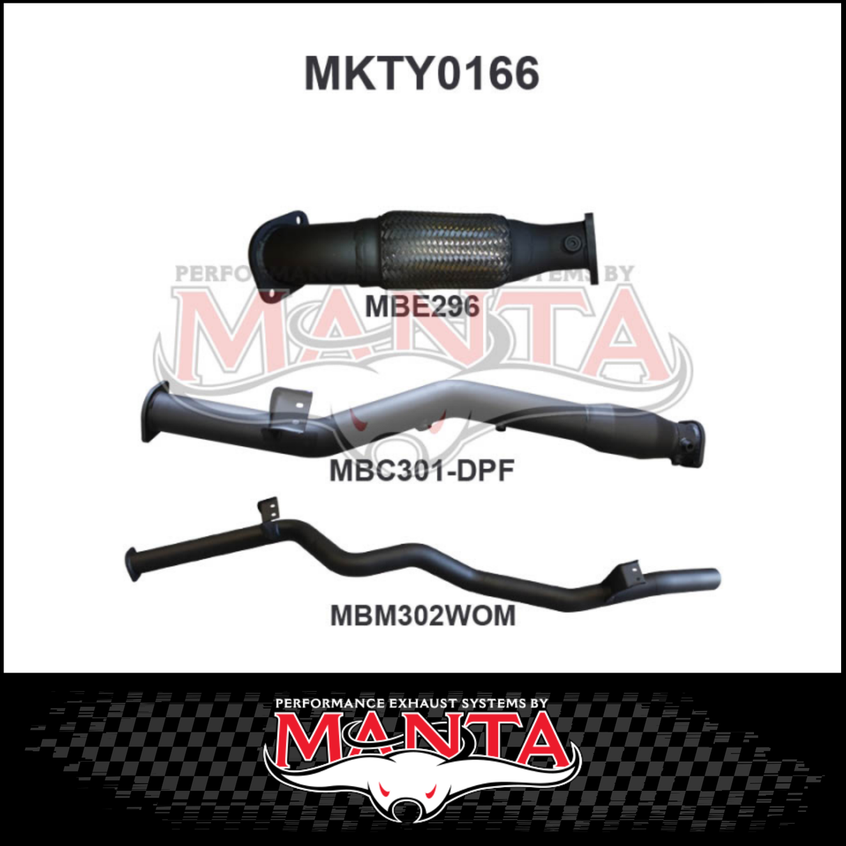 MANTA 3" STAINLESS STEEL TURBO BACK EXHAUST SYSTEM FITS TOYOTA LANDCRUISER VDJ76R 4.5L V8 WAGON 2016-2025 - CAT/PIPE ONLY (SSMKTY0166)