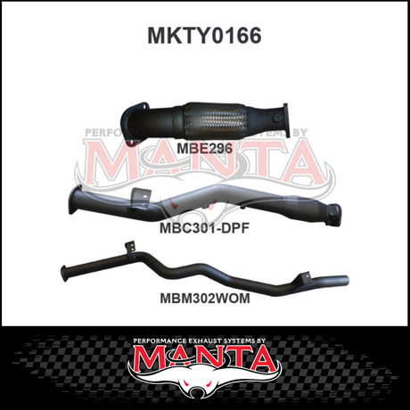 MANTA 3" STAINLESS STEEL TURBO BACK EXHAUST SYSTEM FITS TOYOTA LANDCRUISER VDJ76R 4.5L V8 WAGON 2016-2025 - CAT/PIPE ONLY (SSMKTY0166)