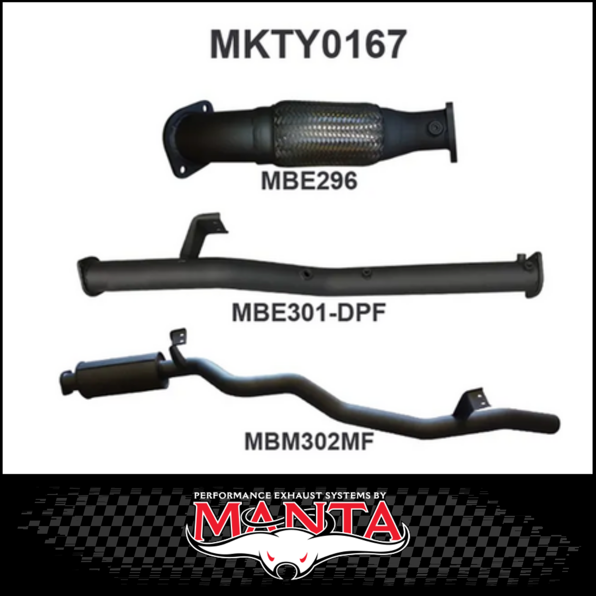 MANTA 3" STAINLESS STEEL TURBO BACK EXHAUST SYSTEM FITS TOYOTA LANDCRUISER VDJ76R 4.5L V8 WAGON 2016-2025 - CAT/PIPE ONLY (SSMKTY0166)