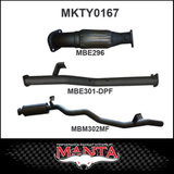 MANTA 3" STAINLESS STEEL TURBO BACK EXHAUST SYSTEM FITS TOYOTA LANDCRUISER VDJ76R 4.5L V8 WAGON 2016-2025 - CAT/PIPE ONLY (SSMKTY0166)