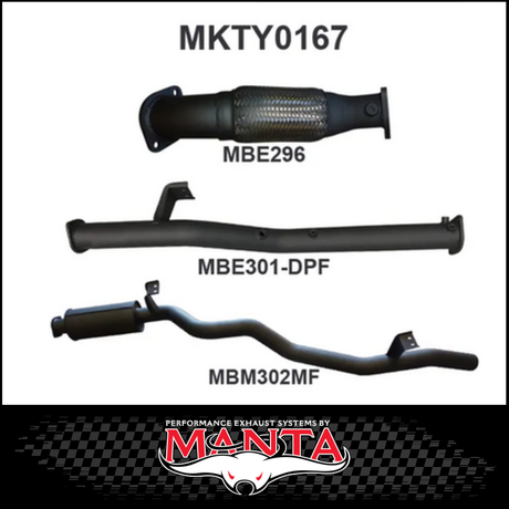 MANTA 3" STAINLESS STEEL TURBO BACK EXHAUST SYSTEM FITS TOYOTA LANDCRUISER VDJ76R 4.5L V8 WAGON 2016-2025 - CAT/PIPE ONLY (SSMKTY0166)