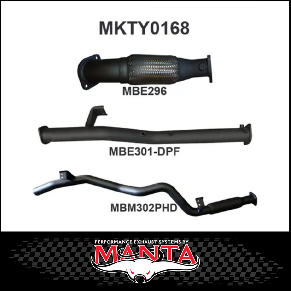 MANTA 3" STAINLESS STEEL TURBO BACK EXHAUST SYSTEM FITS TOYOTA LANDCRUISER VDJ76R 4.5L V8 WAGON 2016-2025 - CAT/PIPE ONLY (SSMKTY0166)