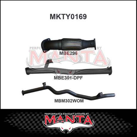 MANTA 3" STAINLESS STEEL TURBO BACK EXHAUST SYSTEM FITS TOYOTA LANDCRUISER VDJ76R 4.5L V8 WAGON 2016-2025 - CAT/PIPE ONLY (SSMKTY0166)