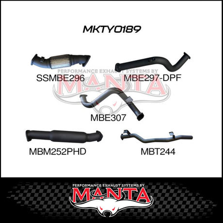 MANTA 3" TURBO BACK EXHAUST SYSTEM (DPF DELETE) FITS TOYOTA LANDCRUISER VDJ78R 4.5L V8 TROOP CARRIER 2016-2025 - NO CAT/HOTDO