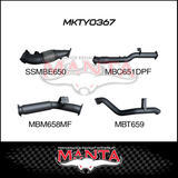 MANTA 4" STAINLESS STEEL TURBO BACK EXHAUST SYSTEM (DPF DELETE) FITS TOYOTA LANDCRUISER VDJ76R 4.5L V8 2016-2025 - NO CAT/PIPE ONLY (SSMKTY0370)
