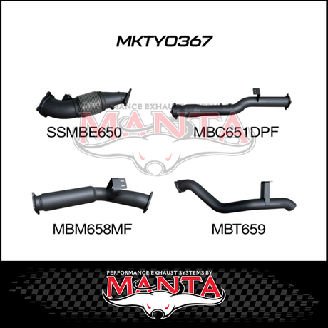 MANTA 4" STAINLESS STEEL TURBO BACK EXHAUST SYSTEM (DPF DELETE) FITS TOYOTA LANDCRUISER VDJ76R 4.5L V8 2016-2025 - NO CAT/PIPE ONLY (SSMKTY0370)