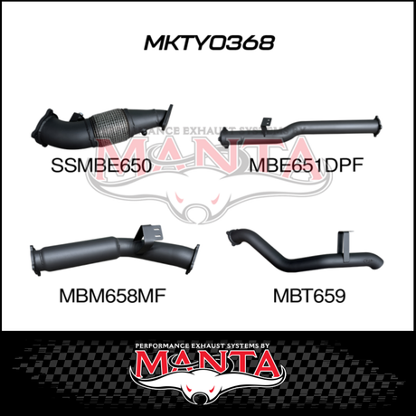 MANTA 4" STAINLESS STEEL TURBO BACK EXHAUST SYSTEM (DPF DELETE) FITS TOYOTA LANDCRUISER VDJ76R 4.5L V8 2016-2025 - NO CAT/PIPE ONLY (SSMKTY0370)