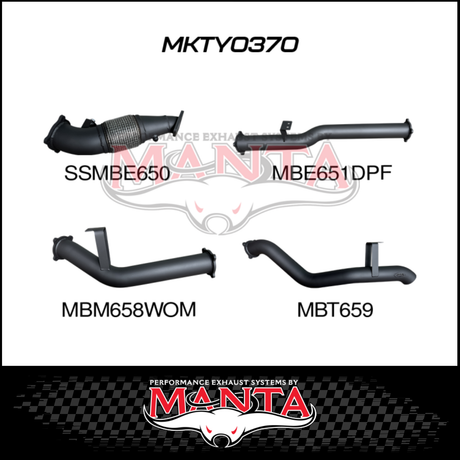 MANTA 4" STAINLESS STEEL TURBO BACK EXHAUST SYSTEM (DPF DELETE) FITS TOYOTA LANDCRUISER VDJ76R 4.5L V8 2016-2025 - NO CAT/PIPE ONLY (SSMKTY0370)