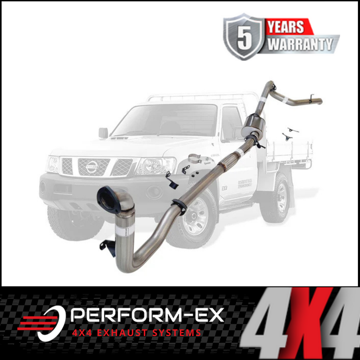PERFORM-EX 3" STAINLESS STEEL TURBO BACK EXHAUST SYSTEM FITS NISSAN PATROL Y61 GU 3.0L TD UTE 2000-2016 - NO CAT/MUFFLER (NI2