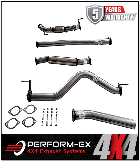 PERFORM-EX 3" STAINLESS STEEL TURBO BACK EXHAUST SYSTEM FITS NISSAN NAVARA D23 NP300 2.3L TD 4CYL 2015-ON - CAT/HOTDOG (NI221