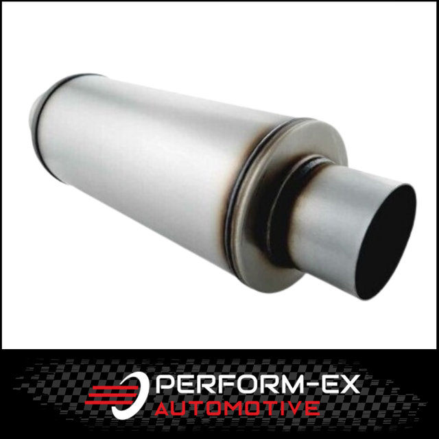 PERFORM-EX 6" ROUND X 14" LONG 3.5" 409 STAINLESS MEGA FLOW UNIVERSAL MUFFLER (O926GP-409R)