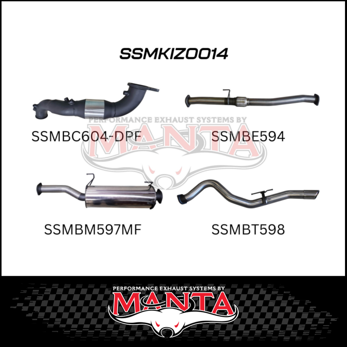 MANTA 3" TURBO BACK EXHAUST SYSTEM (DPF DELETE) FITS ISUZU D-MAX TF 3.0L TD 4CYL 2016-6/2020 - CAT/HOTDOG (MKIZ0026)