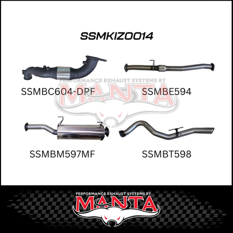 MANTA 3" TURBO BACK EXHAUST SYSTEM (DPF DELETE) FITS ISUZU D-MAX TF 3.0L TD 4CYL 2016-6/2020 - CAT/HOTDOG (MKIZ0026)