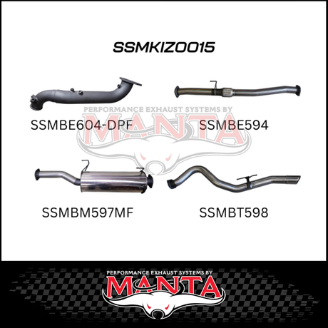 MANTA 3" TURBO BACK EXHAUST SYSTEM (DPF DELETE) FITS ISUZU D-MAX TF 3.0L TD 4CYL 2016-6/2020 - CAT/HOTDOG (MKIZ0026)