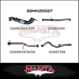 MANTA 3" TURBO BACK EXHAUST SYSTEM (DPF DELETE) FITS ISUZU D-MAX TF 3.0L TD 4CYL 2016-6/2020 - CAT/HOTDOG (MKIZ0026)