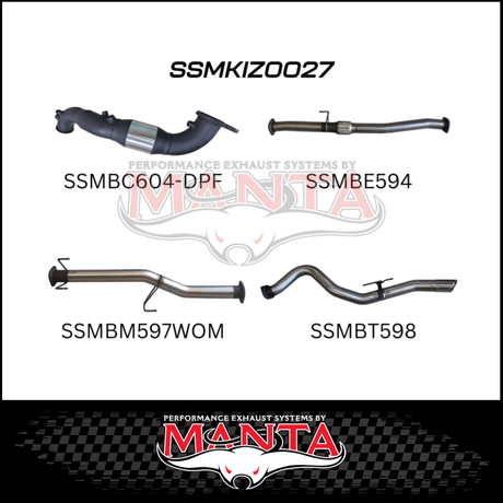MANTA 3" TURBO BACK EXHAUST SYSTEM (DPF DELETE) FITS ISUZU D-MAX TF 3.0L TD 4CYL 2016-6/2020 - CAT/HOTDOG (MKIZ0026)