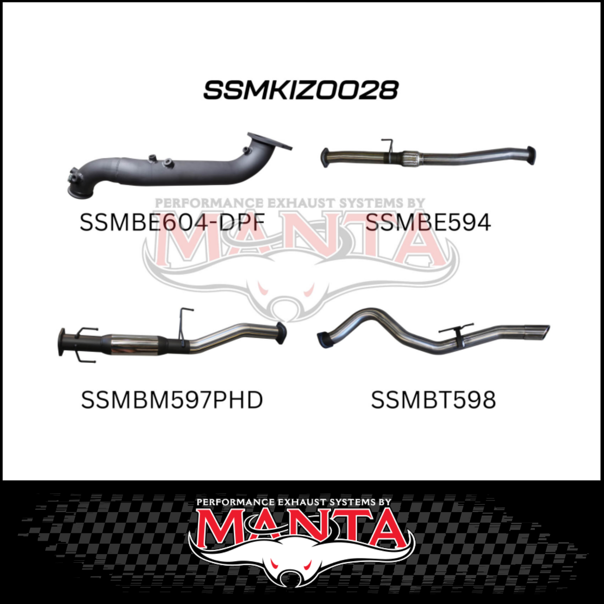 MANTA 3" TURBO BACK EXHAUST SYSTEM (DPF DELETE) FITS ISUZU D-MAX TF 3.0L TD 4CYL 2016-6/2020 - CAT/HOTDOG (MKIZ0026)