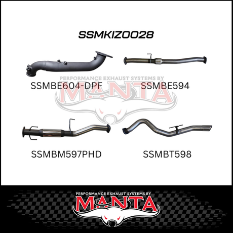 MANTA 3" TURBO BACK EXHAUST SYSTEM (DPF DELETE) FITS ISUZU D-MAX TF 3.0L TD 4CYL 2016-6/2020 - CAT/HOTDOG (MKIZ0026)